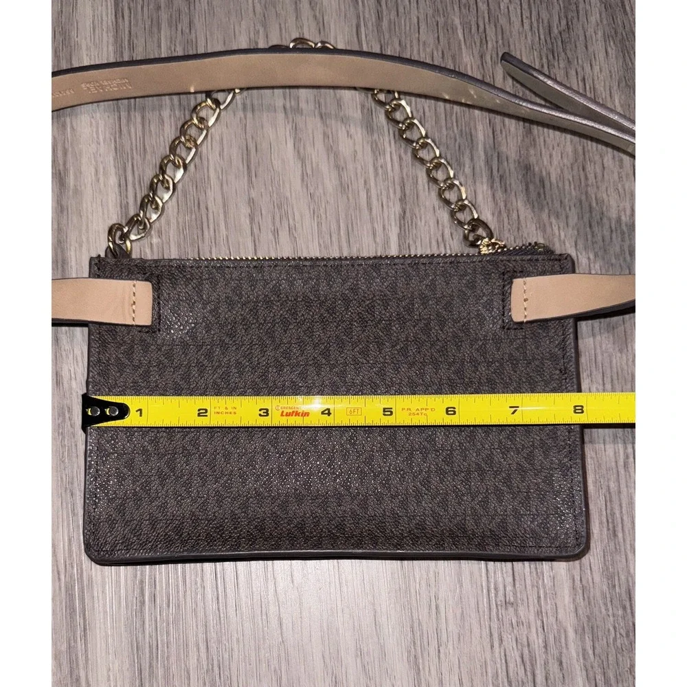 Michael Kors Signature Leather Waist Bag Fanny Pack With Chain MK Logo
